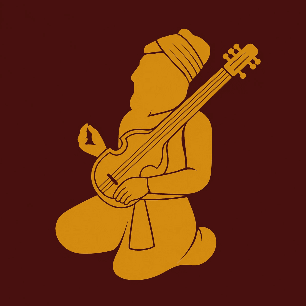 Illustration of a musician playing the rubab